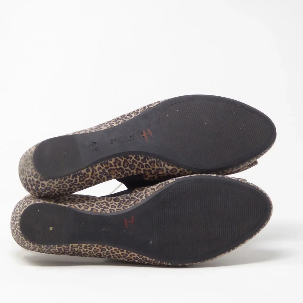 Gentle Souls Women Sandals Brown Leopard Print Lily X Cross Elastic Wedge 9.5